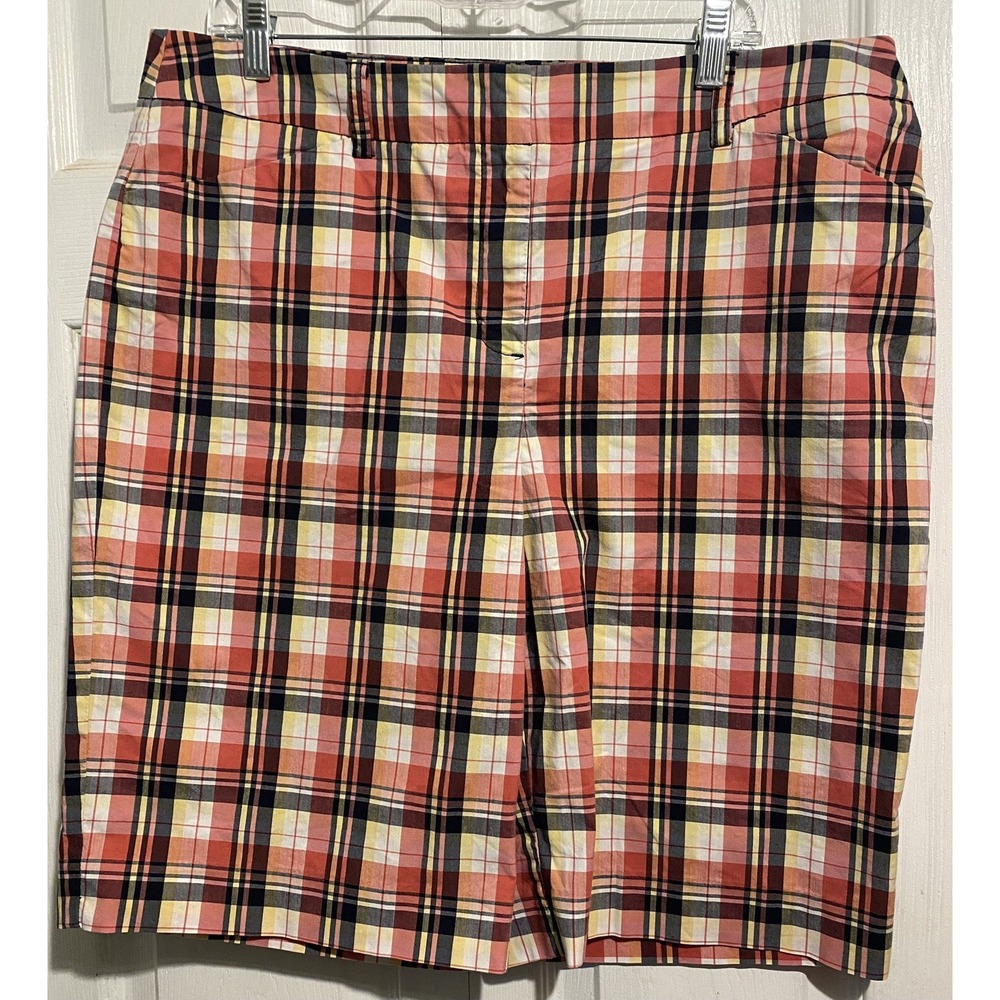 Jones New York Sport Womens Size 16 Plaid Bermuda Shorts Stretch Long